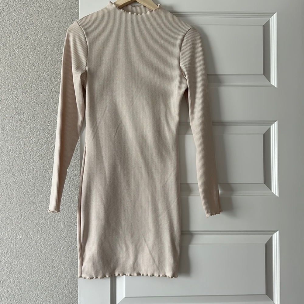 Ruffled hem long sleeve dress